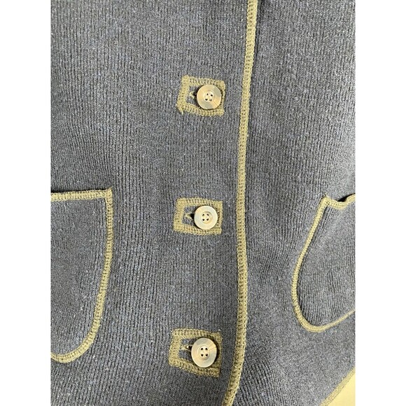 Women's Vintage LL Bean Navy Knit Button Lamb's Wool Chore Sweater M Medium - Picture 5 of 11
